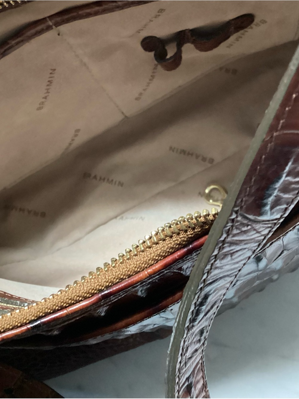 Brahmin Tabitha Croc-Embossed Shoulder Hobo Bag Like New - Picture 11 of 14